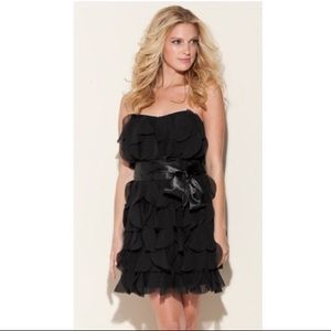 Guess Los Angeles Black Ruffled Strapless Dress B9